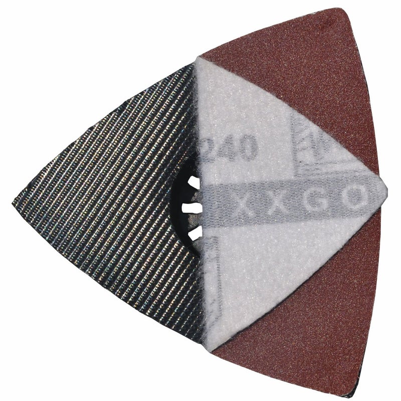 XXGO 100 Pcs 240 Grits 3-1/2 Inch 90mm Triangular Hook & Loop Multitool Sanding Paper for Wood Sanding Fit 3.5 Inch Triangular Oscillating Multi Tool Sanding Pads XG9020240 - Image 4